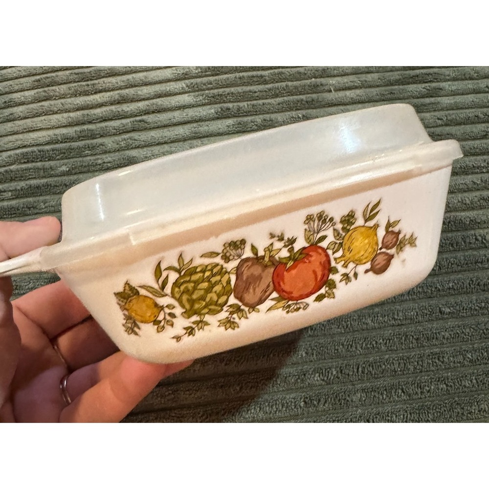 Vintage CorningWare Spice of Life Petite Dish Vegetable Pattern with Lid Small
